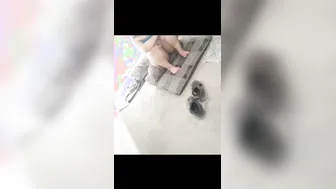 Chubby GF Spreading Legs Showing Shaved Pussy Up Close