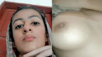 Cute GF Pulling Shirt Up Flashing Perfect Boobs On Phone