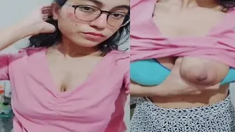 Busty Indian Slut Showing Off Natural Tits Stripping For Camera