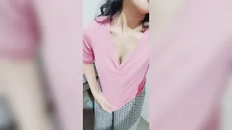 Busty Indian Slut Showing Off Natural Tits Stripping For Camera