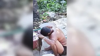 Mature Married Woman Bathing Naked Outdoors Caught On Hidden Cam