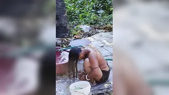 Mature Married Woman Bathing Naked Outdoors Caught On Hidden Cam