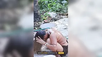 Mature Married Woman Bathing Naked Outdoors Caught On Hidden Cam