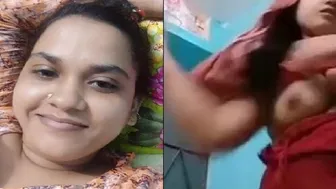 GF Dressing After Bath Flashing Her Wet Boobs