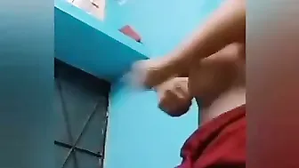 GF Dressing After Bath Flashing Her Wet Boobs