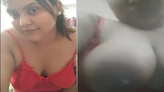 Red Hot Milf Fingering Her Pussy While Showing Big Tits