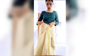 Indian Wife Stripping Saree Off Exposing Her Nude Body Fully