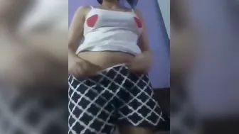 Cute Babe Teasing And Stripping Showing Tits For Boyfriend