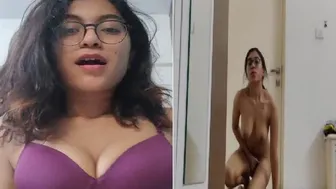 Indian Babe Stripping From Purple Bra Revealing Bare Tits