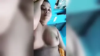 Lying Topless Making Selfie Videos Teasing In Bed For Him
