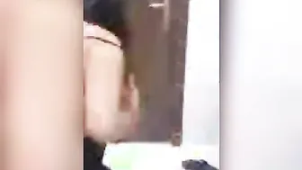 She Removes Her Red Bra Showing Perfect Tits In Bathroom