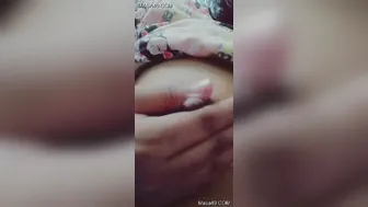 Cute Girl Pressing Her Boobs Making Nipples Hard On Selfie