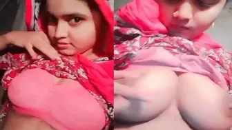 Village Babe Exposing Her Huge Tits In Leaked Nude Homemade