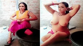 Bhabhi Showing Off Her Wet Massive Tits While Bathing At Home