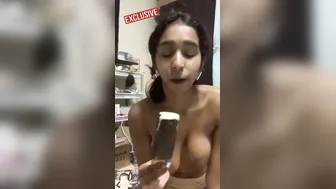 GF Playing With Ice Cream All Over Her Massive Chest