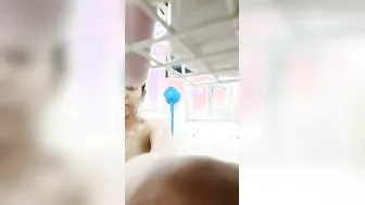 Curvy GF Soaping Up Her Body Under Warm Shower Spray