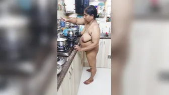 Mature Mother Getting Naked For Him In The Empty Kitchen