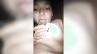 Bored GF Exploring Vegetables Alone In Her Bedroom