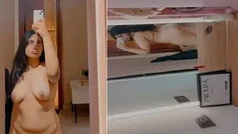 Bubbly Gf Admiring Her Big Boobs And Thick Ass Completely Nude