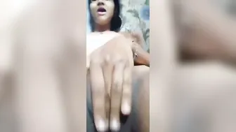 College Slut With Small Tits Fingering Her Dark Pussy Alone