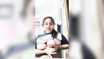 Chubby Indian Babe Playing With Her Huge Tits Going Topless