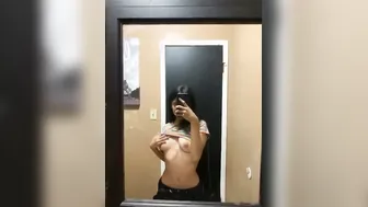 Busty Indian Babe Recording Her Huge Boobs In Bathroom Mirror