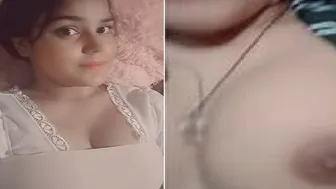 Cute GF Flashing Her Perky Boobs In Selfie Video Alone
