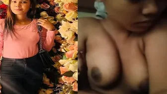 Gorgeous Babe Showing Off Her Perfect Boobs In Bedroom Clip