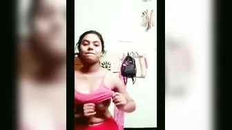 Lifting My Pink Bra To Reveal My Firm Natural Desi Boobs