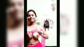 Lifting My Pink Bra To Reveal My Firm Natural Desi Boobs