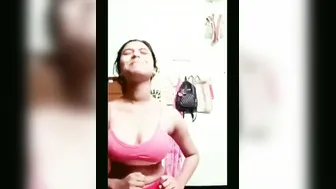 Lifting My Pink Bra To Reveal My Firm Natural Desi Boobs