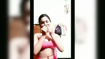 Lifting My Pink Bra To Reveal My Firm Natural Desi Boobs