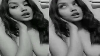 Desi Babe Showing Off Her Beautiful Tits In Black And White