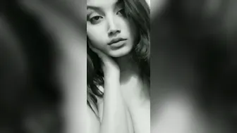 Desi Babe Showing Off Her Beautiful Tits In Black And White