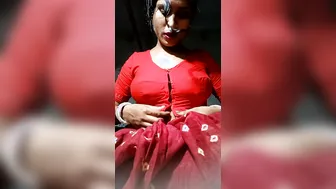 Married Woman Stripping Red Blouse Exposing Her Milky Boobs