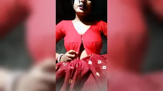 Married Woman Stripping Red Blouse Exposing Her Milky Boobs