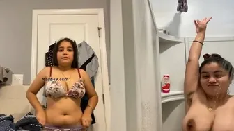 Chubby Babe Stripping Naked In Bath Revealing Hairy Pussy