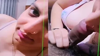 Horny GF Teasing In Bra Before Giving Sloppy Blowjob