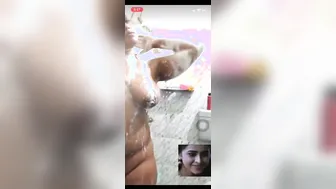 Mallu Babe Showing Her Huge Tits Bathing Naked In Video Chat