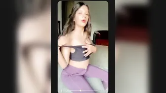 Slim Babe Removing Her Bra And Flashing Her Perky Tits On Cam