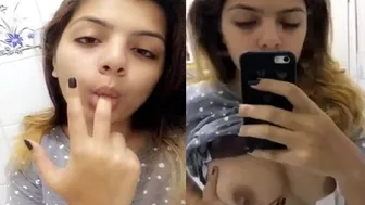 Indian Beauty Sucking Fingers And Showing Off Natural Assets