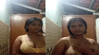 Horny GF Getting Naked And Touching Herself In Bathroom