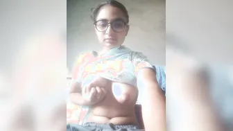 Innocent Looking Babe Squeezing Her Boobs In Private Selfie