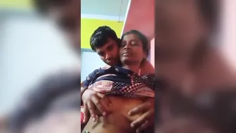 Indian Housewife Getting Her Boobs Squeezed By Husband On Camera
