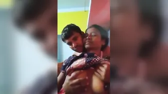 Indian Housewife Getting Her Boobs Squeezed By Husband On Camera