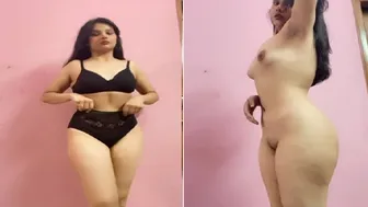 Slim Indian Girl Stripping Fully Nude Showing Small Perky Tits