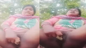 Bhabhi Using Cucumber In Her Tight Pussy Outdoors Nobody Watching