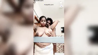 Bbw Wife Squeezing Her Huge Tits Before Sucking His Hard Dick