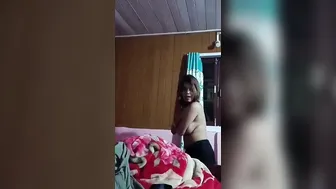 Busty Desi Aunty Teasing Her Huge Tits Topless At Home