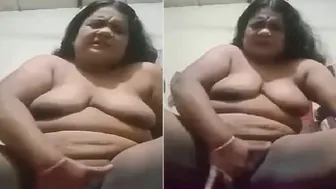 Chubby Aunty Fingering Her Pussy Standing In Bedroom Alone